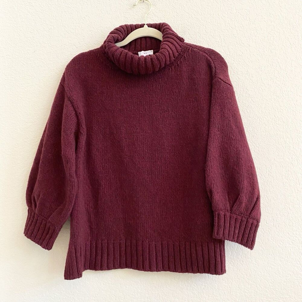 Women's Burgundy Turtleneck Sweater - Picture 3 of 14